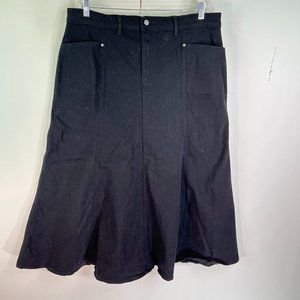 Ice Cool Pleated Cotton Heavy Weight Skirt Womens Size 22/18 Black Made in UK